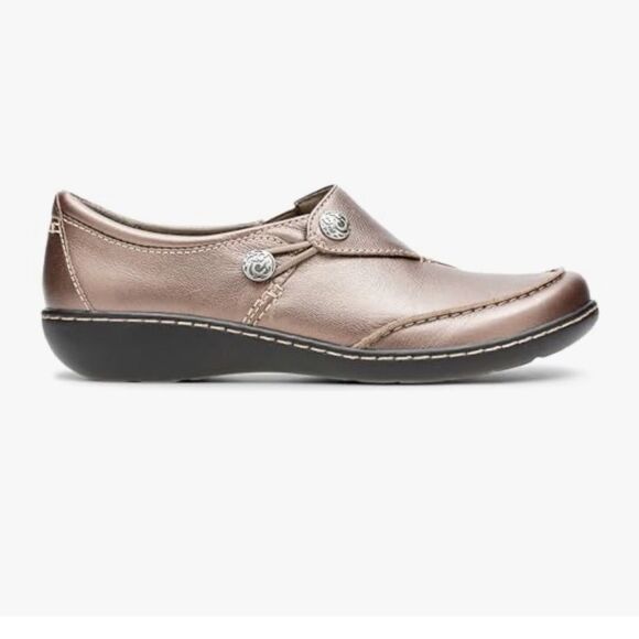 Clarks Womens Ashland Lane Q Loafer Slip on Shoe 9.5W Pewter casual ankle shoe - Picture 2 of 9